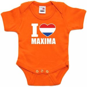 Bellatio Decorations - I love Maxima - Rompertje - Oranje - 100% Katoen
