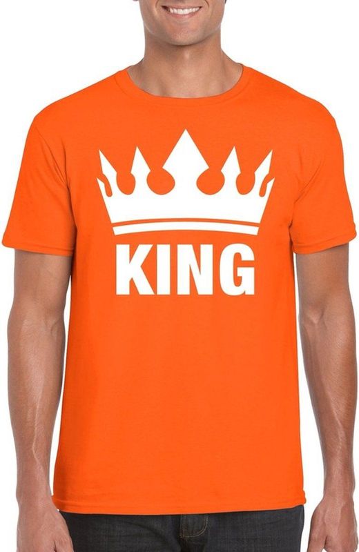 Koningsdag koppel King Queen t-shirt oranje