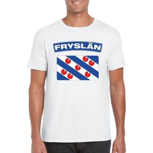 Friesland T-shirt met Friese Vlag Wit Heren M