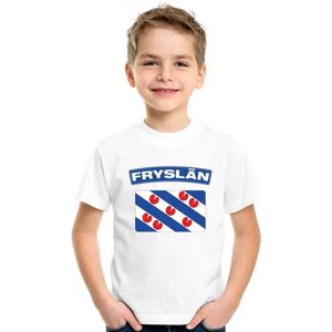 Friesland t-shirt met Friese vlag wit kinderen 158 164