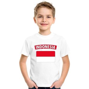 T-shirt met Indonesische vlag wit kinderen