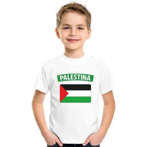 Palestina t-shirt met Palestijnse vlag wit kinderen 110 116
