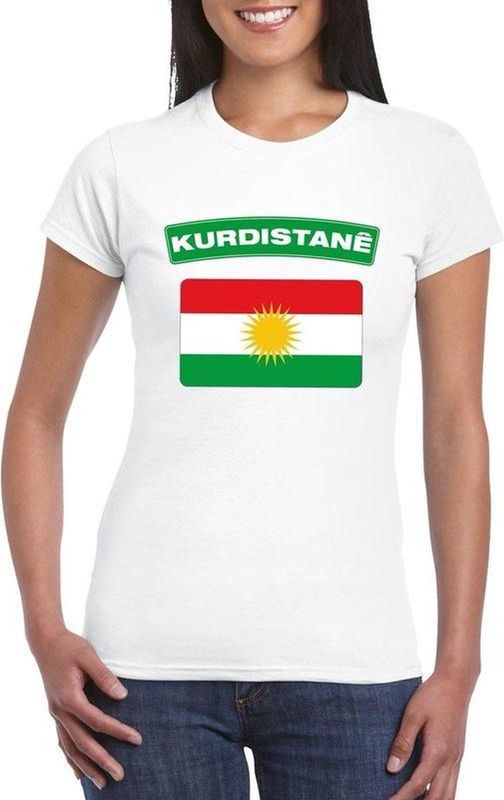Koerdistan t-shirt met Koerdistaanse vlag wit dames