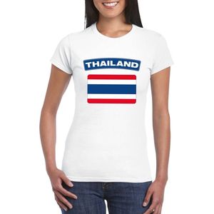 Thailand t-shirt met Thaise vlag wit dames