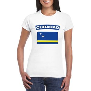 Curacao t-shirt met Curacaose vlag wit dames