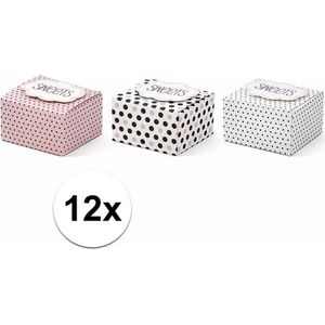 Snoep/ bonbon doosjes met stippen 12 stuks