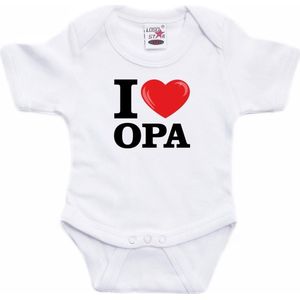 Bellatio Decorations - I love Opa - Rompertje - Wit - 100% Katoen