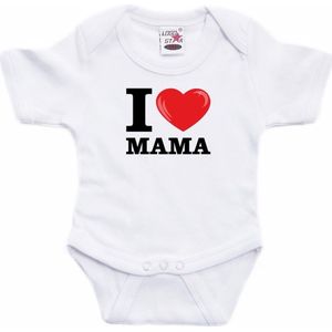 Bellatio Decorations - I Love Mama Rompertje - Wit - 100% Katoen