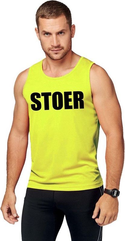 Neon geel sport shirt singlet Stoer heren