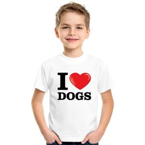 Wit I love dogs honden t-shirt kinderen 110 116