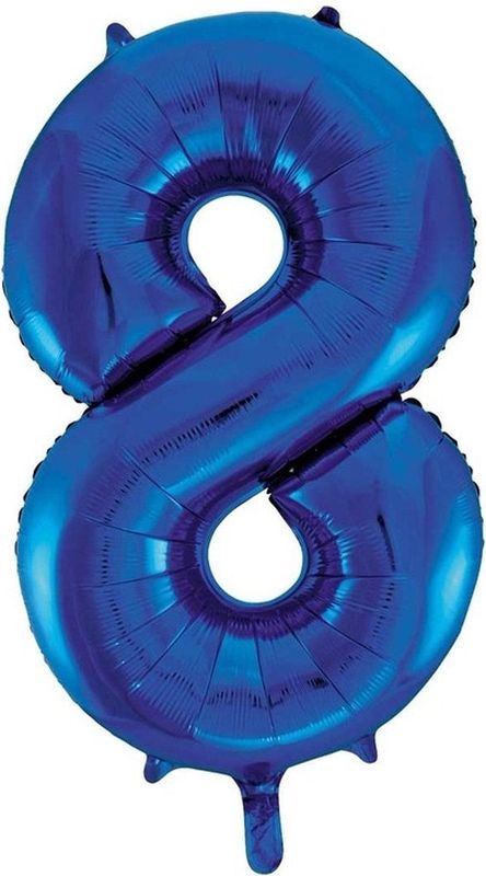 Cijfer 8 folie ballon blauw van 86 cm