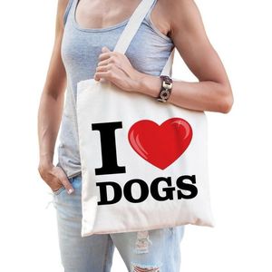 Katoenen tasje I love dogs/ honden