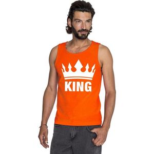 Oranje Koningsdag King tanktop shirt/ singlet heren - Oranje Koningsdag kleding. S