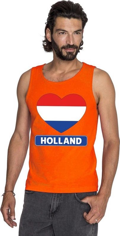 Oranje Holland hart vlag tanktop heren S