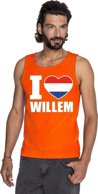 Oranje I love Willem tanktop shirt singlet heren - Oranje Koningsdag Holland supporter kleding