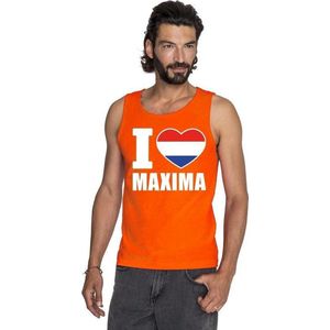 Oranje I love Maxima tanktop shirt singlet heren - Oranje Koningsdag Holland supporter kleding