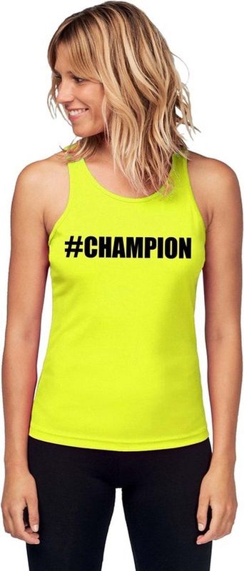 Neon geel kampioen sport shirt singlet #Champion dames