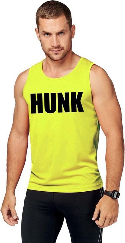 Neon geel sport shirt singlet #Fitboy heren