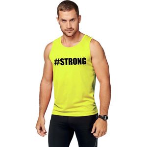 Neon geel sport shirt singlet #Strong heren