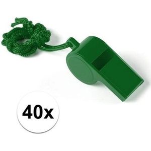 40x Groen fluitje aan koord