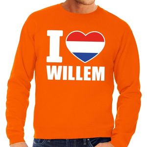 Oranje I love Willem sweater volwassenen