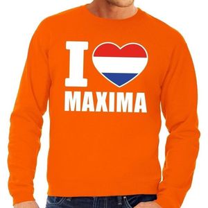 Oranje I love Maxima sweater volwassenen