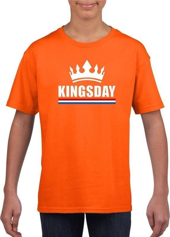 Oranje Kingsday met een kroon shirt kinderen