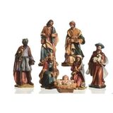 Decoris 7-delige kerststal figuren beeldjes 15 cm - polystone, Maria, Jozef, Jezus, 3 koningen en een herder