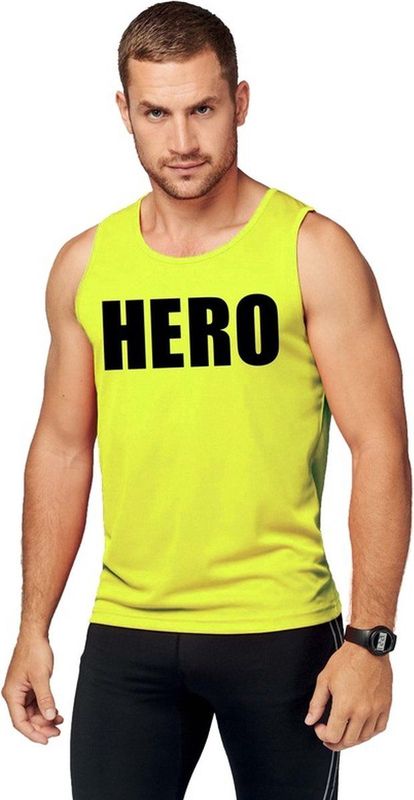 Neon geel sport shirt singlet Hero heren