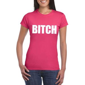 Bellatio Decorations - Bitch T-shirt - Roze - Katoen
