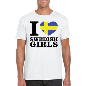 I love Swedish girls t-shirt wit heren - Zweden shirt M