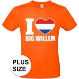 Oranje I love big Willem grote maten shirt heren - Oranje Koningsdag Holland supporter kleding