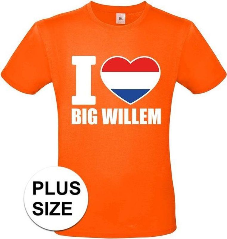Oranje I love big Willem grote maten shirt heren - Oranje Koningsdag Holland supporter kleding