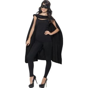 Smiffys Cape met oogmasker - verkleed kleding - voor volwassenen - zwart