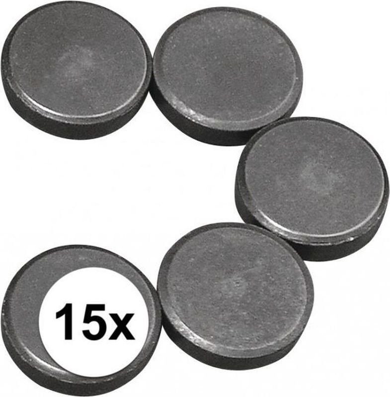 Rayher hobby en knutselen magneten - 15x stuks - formaat D20 x H5 mm - metaal - rond - Magneten