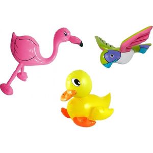 Opblaasbare eend papegaai en flamingo