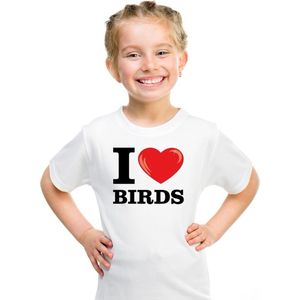Wit I love birds t-shirt kinderen 110 116