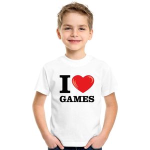 Wit I love games t-shirt kinderen 110 116