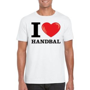 I love handbal t-shirt wit heren - Feestshirts