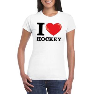 I love hockey t-shirt wit dames - Feestshirts