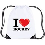 Nylon I love hockey rugzak/ sporttas wit met rijgkoord