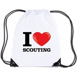 Nylon I love scouting rugzak/ sporttas wit met rijgkoord