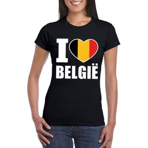 Zwart I love Belgie supporter shirt dames - Belgisch t-shirt dames L