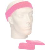 Setje licht roze zweetbandjes - Licht roze sportdag set pols en hoofd zweetbandjes