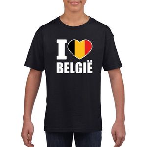 Zwart I love Belgie supporter shirt kinderen - Belgisch shirt jongens en meisjes 146/152