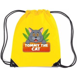 Tommy the Cat katten rijgkoord rugtas / gymtas - geel - 11 liter - voor kinderen