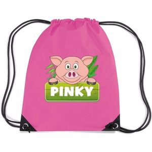 Pinky the Pig varkens rijgkoord rugtas / gymtas - roze - 11 liter - voor kinderen