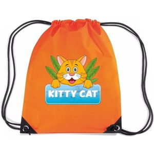 Kitty Cat katten rijgkoord rugtas / gymtas - oranje - 11 liter - voor kinderen