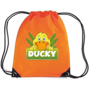 Ducky de eend rijgkoord rugtas / gymtas - oranje - 11 liter - voor kinderen