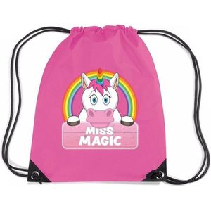 Miss Magic eenhoorn rugtas / gymtas roze voor kinderen - Gymtasje - zwemtasje